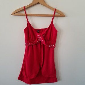 Jafari Red Spaghetti Strap Studded Top Size Small